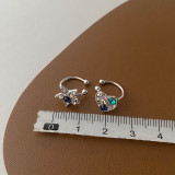 Pendientes de diamantes artificiales de cobre con incrustaciones chapadas en forma de corazón y estrella de estilo Simple y dulce, 1 par