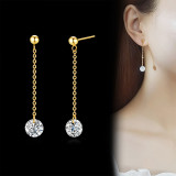 Pendientes chapados en oro de 18K con incrustaciones de perlas artificiales, redondos, de acero inoxidable, estilo INS, 1 par