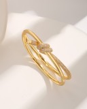 Brazalete chapado en oro de 18 quilates con incrustaciones de cobre y nudo de color sólido lujoso básico