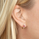 Pendientes más vendidos de comercio exterior con aguja de plata esterlina europea y americana Circón de color circular con diamantes Pendientes de clip de oreja de diseño simple para mujeres