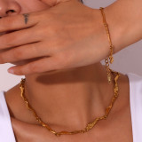 Collar de pulseras chapado en oro de 18 quilates con revestimiento de acero inoxidable de color sólido de estilo vintage