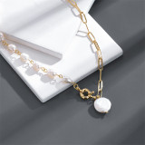 Collar de perlas de agua dulce de moda Cadena de clavícula de cobre simple