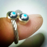 Pulseras de anillos unisex de epoxi de cobre y acero inoxidable con ojo del diablo de estilo Simple Retro