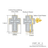 Pendientes De Aro Con Circonita De Cobre Cruz Geométrica De Moda 1 Par