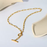 Collar chapado en oro de 18 quilates con revestimiento de acero inoxidable geométrico de estilo clásico básico de estilo nórdico