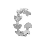 Anillo abierto chapado en acero inoxidable con letra y flor de moda 1 pieza