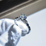 Anillos de diamantes artificiales con incrustaciones de cobre redondos de moda 1 pieza
