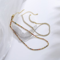 Collar de circonio de color con microincrustaciones de oro de 18 quilates con revestimiento de cobre a la moda