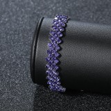 Brazalete de pulseras de diamantes de imitación con incrustaciones de cobre de color sólido dulce elegante