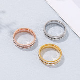 Ornament Nuevo comercio exterior transfronterizo Acero de titanio Anillo completo de diamantes de una y dos hileras Anillo de dedo índice de diamantes de imitación simple Pulsera para mujer