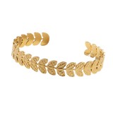 Brazalete chapado en acero inoxidable con hojas de moda 1 pieza