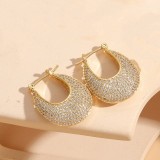 1 par de pendientes chapados en oro de 14 quilates con incrustaciones de circonita de cobre y chapado asimétrico geométrico elegante de estilo clásico
