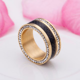 Joyería nueva moda joyería de acero titanio doble fila anillo de diamante completo punto al por mayor