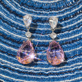 Pendientes colgantes de cobre con forma de corazón a la moda, pendientes de cobre con incrustaciones chapadas en circonita