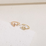 Anillos abiertos chapados en oro de 14 quilates con incrustaciones de cobre redondo de estilo simple