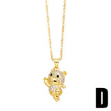 1 pieza de collar con colgante chapado en oro de 18 quilates con incrustaciones de cobre y osito lindo