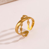 Venta al por mayor anillos abiertos chapados en oro de 18K con revestimiento de acero inoxidable de color sólido cruzado de estilo vintage