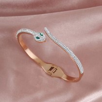 Brazalete elegante al por mayor de diamantes de imitación de acero titanio serpiente