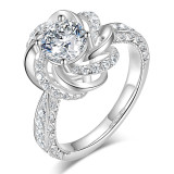 Anillos de diamantes artificiales con incrustaciones de cobre redondos de moda 1 pieza