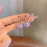 1 par de pendientes colgantes chapados en oro de 14 quilates con incrustaciones de cobre y diamantes de imitación artificiales de estilo Simple y brillante