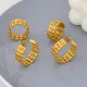 Pendientes de anillos chapados en acero inoxidable con forma de C, estilo Simple Retro