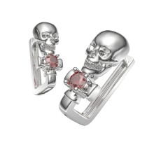 1 par de pendientes de aro de circonio de cobre con incrustaciones de calavera de estilo simple