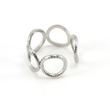 Anillo abierto de acero de titanio geométrico de moda, anillos de acero inoxidable chapados