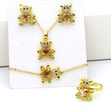 Commute Bear Pulseras con incrustaciones de cobre y circón, collar y pendientes