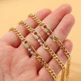 Pulseras de circón chapadas en oro y cobre con clip de papel de moda