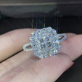 Nuevo anillo de boda clásico de cobre con microincrustaciones de circonio para mujer, joyería de mano al por mayor