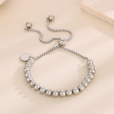 Pulseras redondas de perlas de agua dulce de acero inoxidable de estilo clásico de estilo simple a granel