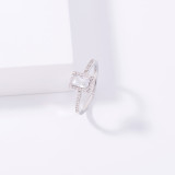 Anillo abierto Chapado en plata con incrustaciones de cobre, rectangular, estilo Simple, 1 pieza