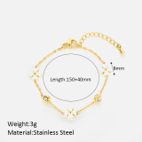 Pulseras chapadas en oro de 18K con diamantes artificiales con incrustaciones de acero inoxidable con flores elegantes de Streetwear