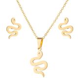 Collar de pendientes de mujer chapado en acero inoxidable de serpiente de estilo simple