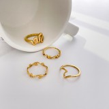 Anillos chapados en oro de titanio con revestimiento de acero de color sólido de estilo simple