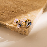 Pendientes chapados en oro de 18K con incrustaciones de esmalte de cobre, ojo del diablo, estilo INS, 1 par