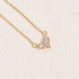 Elegante collar con colgante de circonio chapado en oro de 14 quilates con mariposa en forma de corazón de princesa a granel