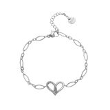 Collar de pulseras de diamantes de imitación con incrustaciones de acero titanio en forma de corazón de estilo simple