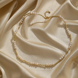 Collar chapado en oro de 18 quilates con cuentas de cobre redondo de estilo simple