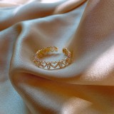 Anillos abiertos chapados en oro elegantes del Zircon del embutido del cobreado de la forma del corazón