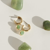 Pendientes de Aventurina verde, nuevos pendientes Retro simples con forma de gota de piedras preciosas, pendientes de tuerca, diseño de moda