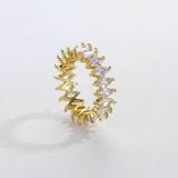 Hip-Hop estilo vintage geométrico ojo de caballo chapado en cobre incrustaciones circón chapado en oro blanco anillos chapados en oro