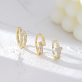 Estilo simple Estilo clásico Serpiente geométrica Cobre Incrustación asimétrica Anillos abiertos de circón