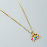 Collar de amor con letras de arco iris de circón con incrustaciones de cobre, collar de tendencia de diseño de nicho, joyería