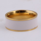 Anillo epoxi blanco dorado de acero titanio de nueva moda