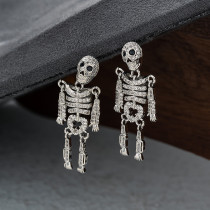 1 par de pendientes colgantes de cobre chapados en calavera Punk Retro Hip-Hop