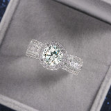Conjunto Gypsophila clásico de moda con anillo de cobre de compromiso de pareja femenina con diamantes de circonio grande