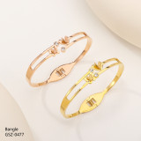 Estilo simple Flor Mariposa Chapado en acero inoxidable Incrustaciones de diamantes de imitación Circón Chapado en oro rosa Brazalete chapado en oro