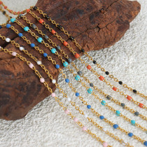 Collar de pulseras chapado en oro de 18 quilates con revestimiento de esmalte de acero de titanio colorido bohemio