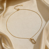 Collar chapado en oro de 14 quilates con incrustaciones de cobre ovalado de estilo simple estilo vintage